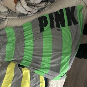 PINK Victoria's Secret Green and Gray Strapless Dress